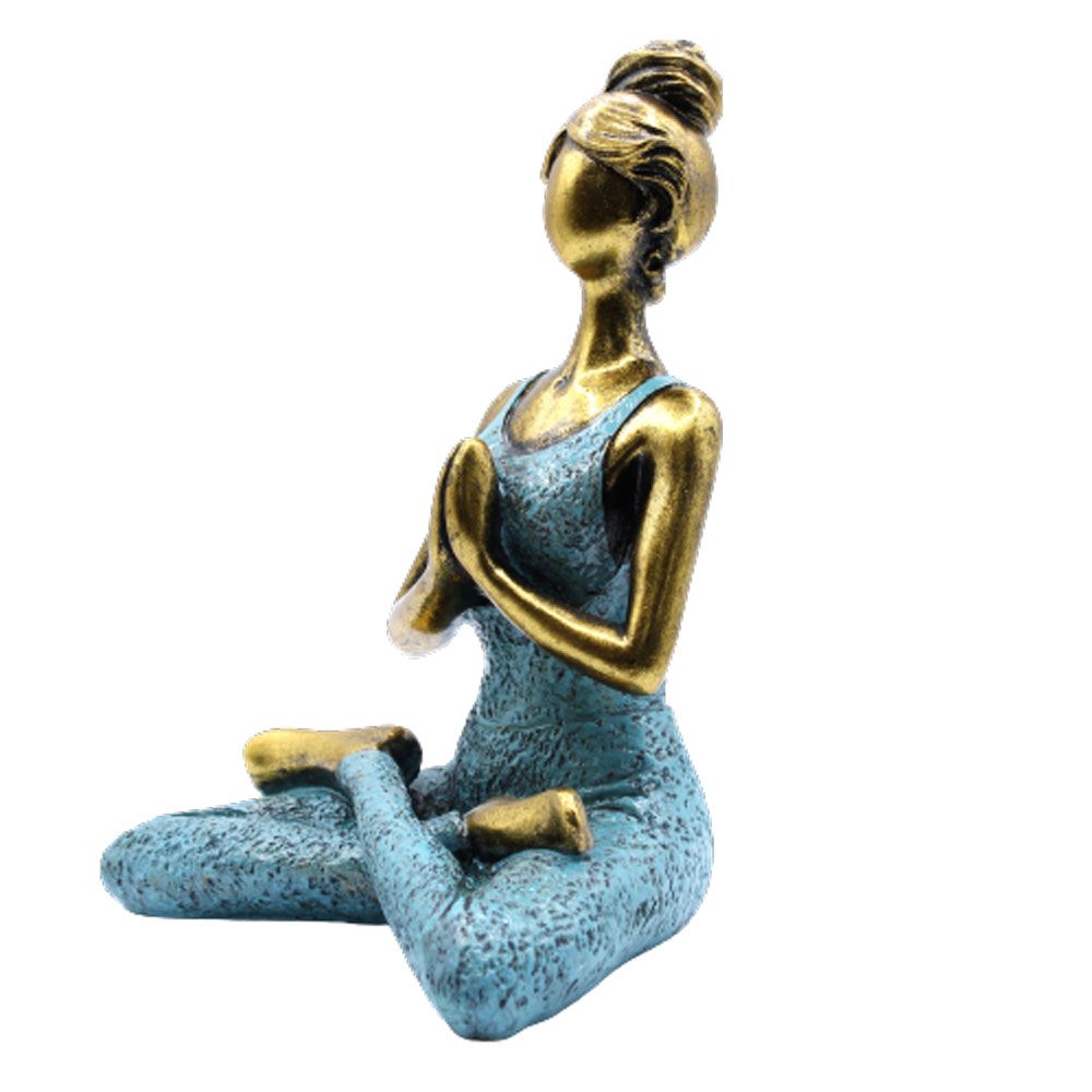 Statuetă Yoga, realizată manual, bronz cu turcoaz, 24cm