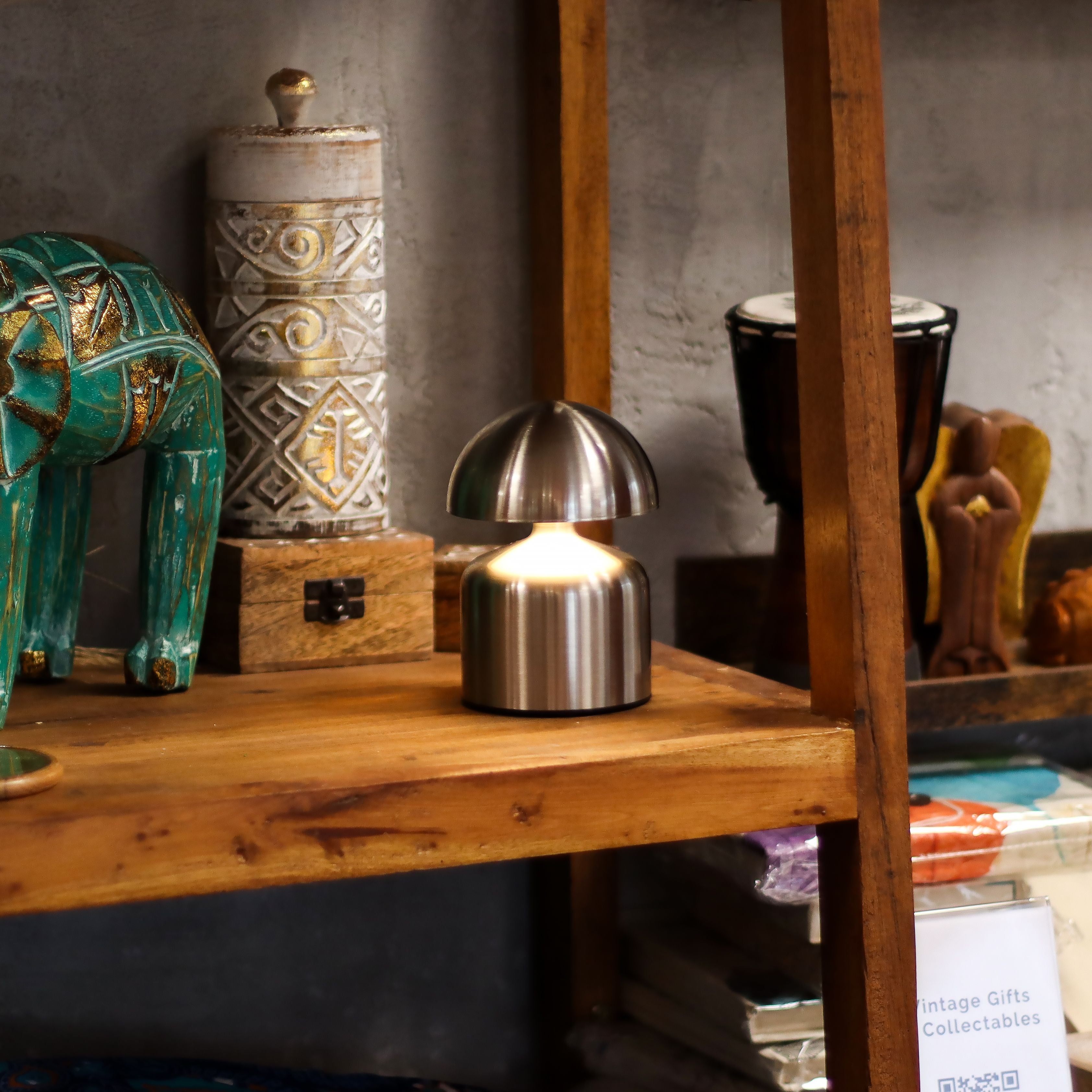 Lampă tactilă argintie, din cupru, cu USB (C), reîncărcabilă (400 W)