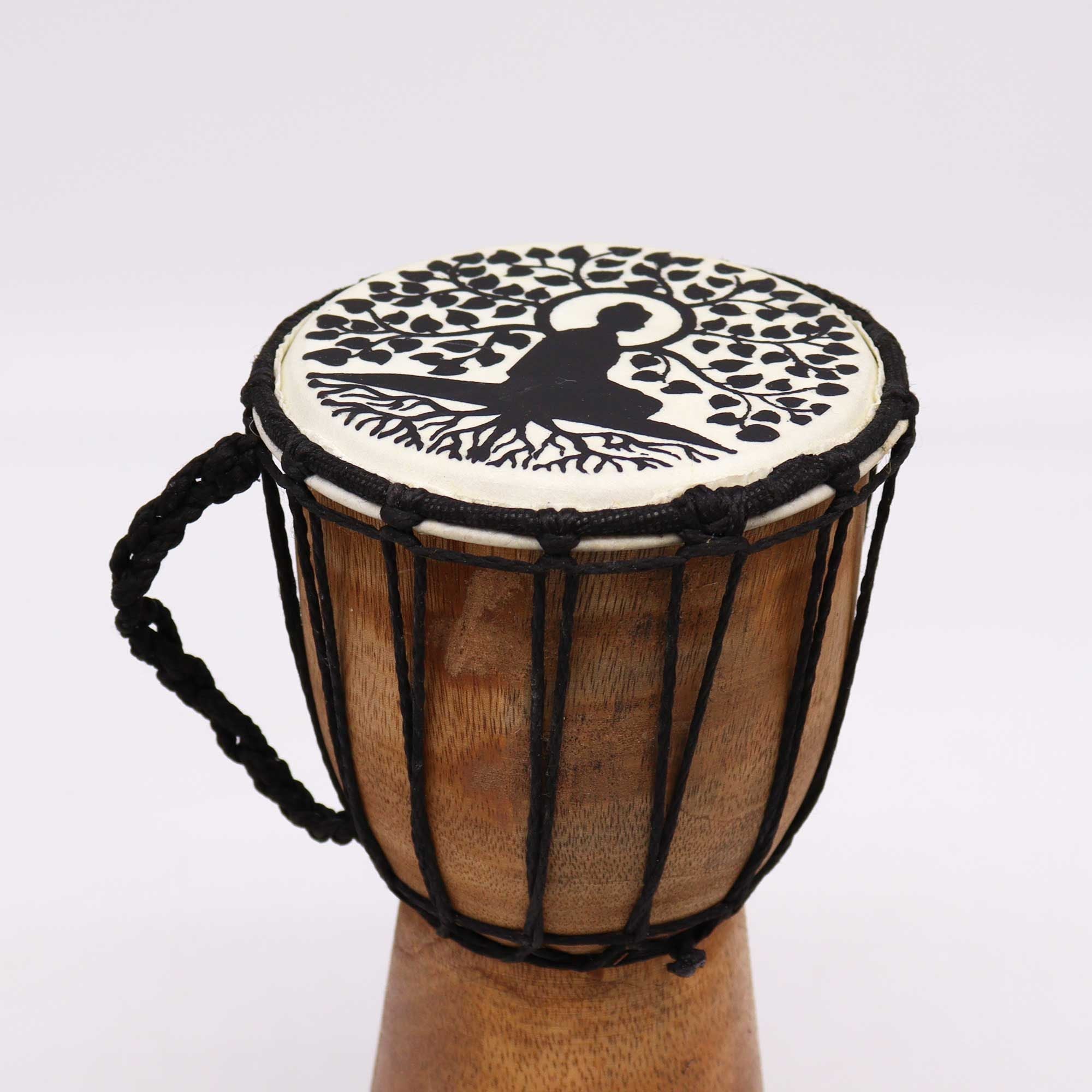 Tobă Djembe din piele naturală, lucrată manual - 25 cm