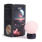 Planetă de Cuarț Roz pe suport din Piatră Aurie Sola - 40mm