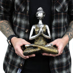 Statuetă Yoga, realizată manual, bronz cu turcoaz, 24cm