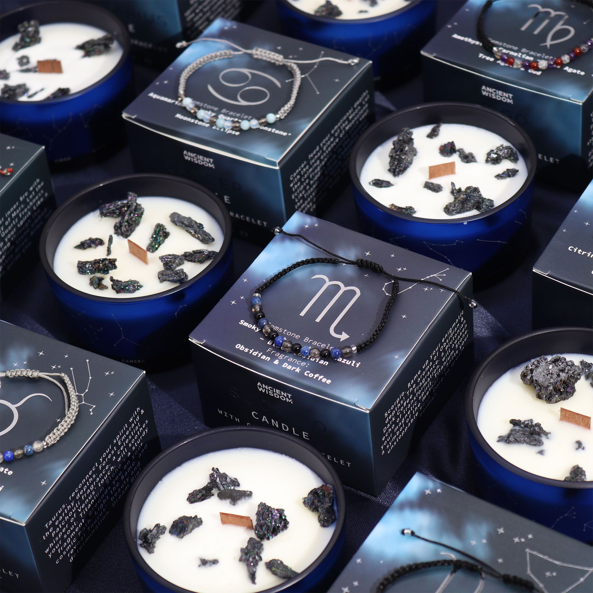 Lumânare zodiacală cu cristale și brățară cu pietre prețioase - Berbec