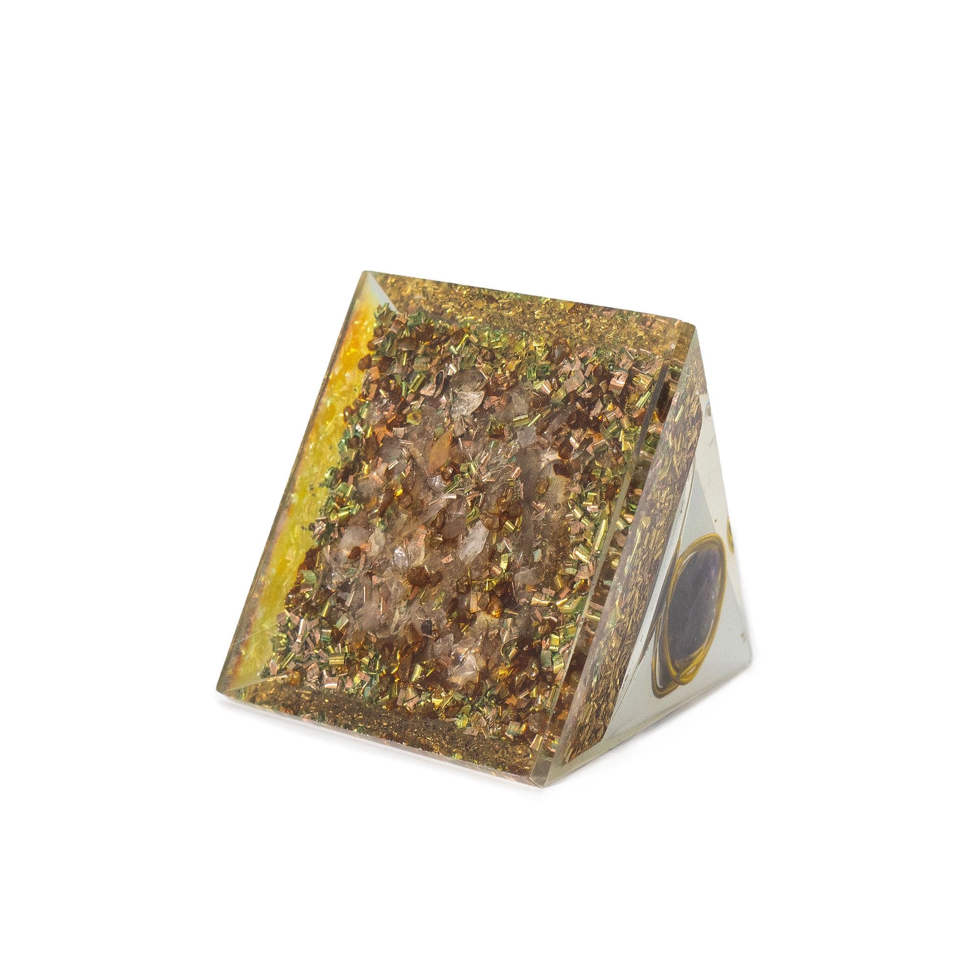 Piramidă de orgonit, 7x6 cm - Ametist și așchii de cupru