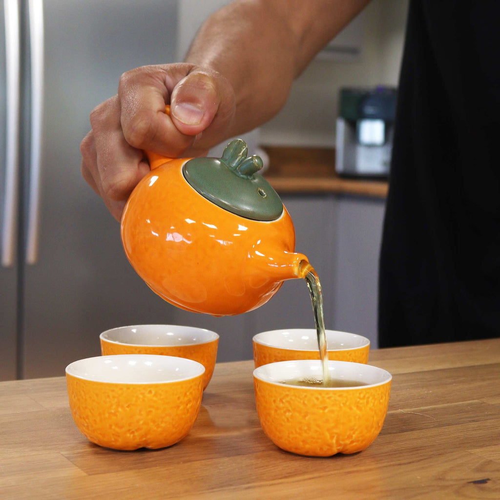 Set ceainic și cești - portocaliu