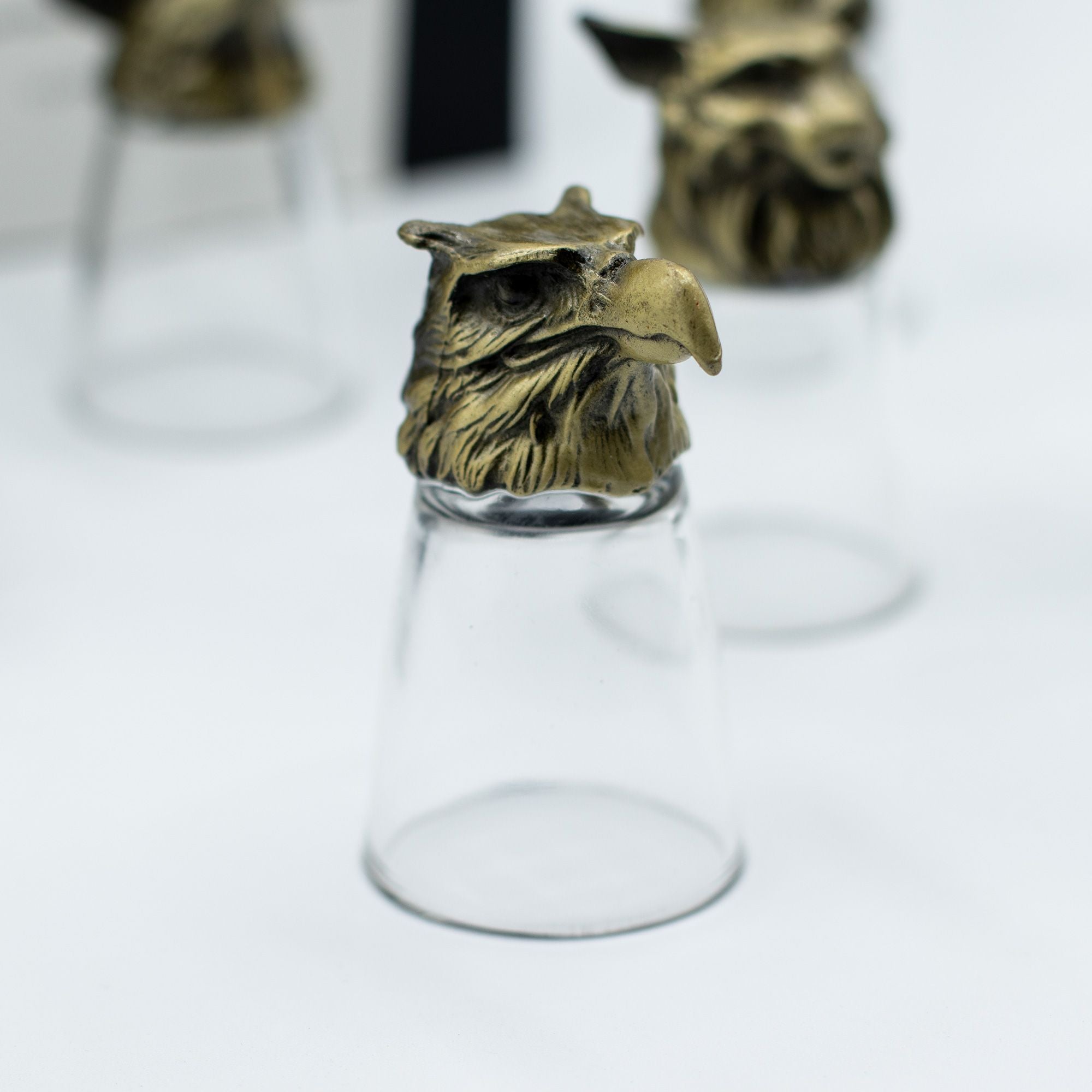 Set cadou cu 12 pahare de shot (25ml) - Creaturi mistice și ale pădurii - Bronz antic