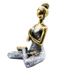 Statuetă Yoga, realizată manual, bronz cu argintiu, 24cm
