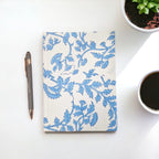 Jurnal albastru cu model floral, cu copertă din bumbac, 20x15cm, 96 de pagini