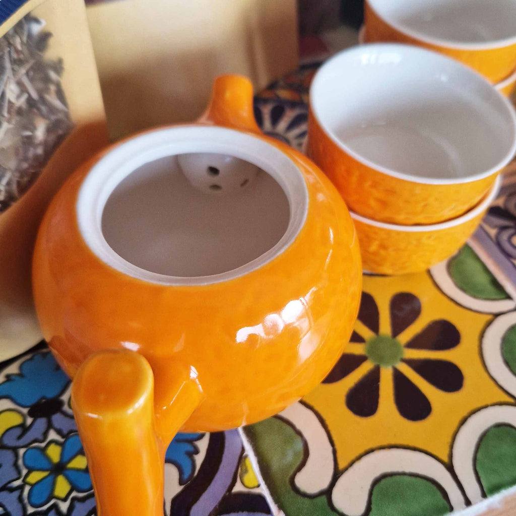 Set ceainic și cești - portocaliu