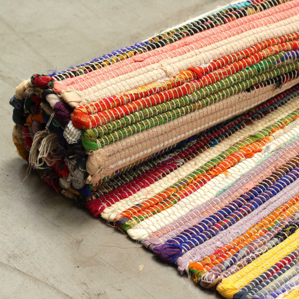 Covor din codițe, lucrat manual în India, 150x200cm - culori mixte