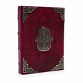 Jurnal masiv cu aspect antichizat și decor Hamsa zincat - 200 de pagini cu margini rotunde, 26x18cm