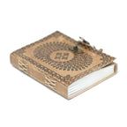 Jurnal handmade cu motiv Mandala, din piele naturală (18x13 cm)