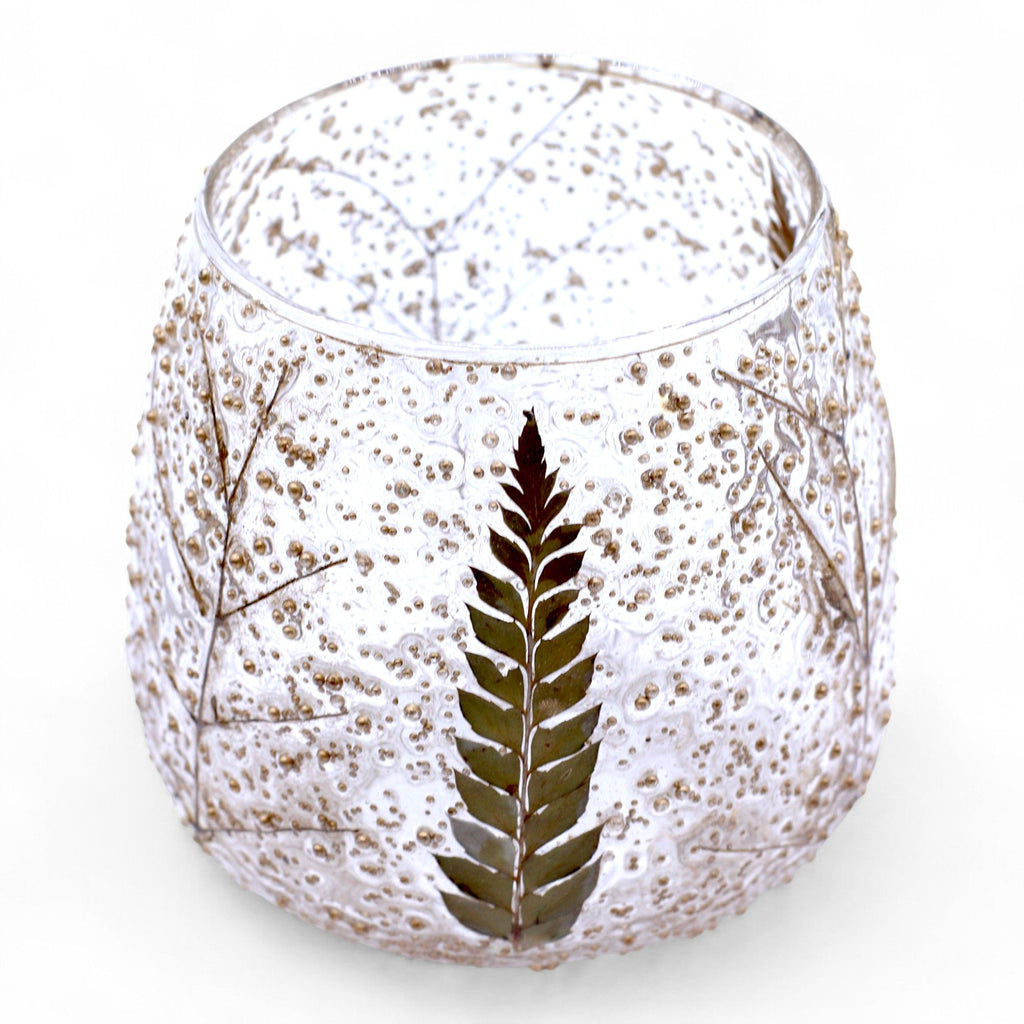 Glass candle holder, with floral motifs, 10x9cm