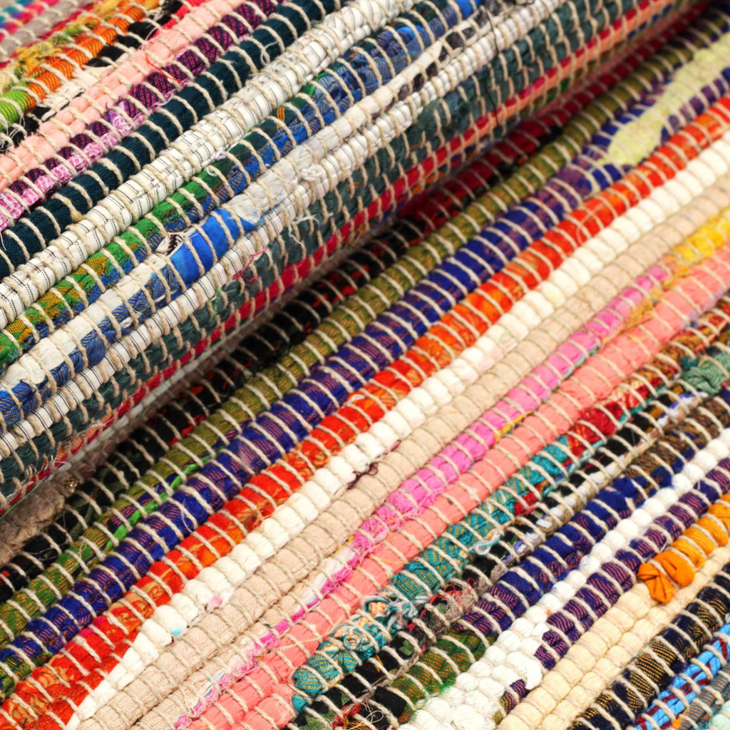 Covor din codițe, lucrat manual în India, 150x200cm - culori mixte