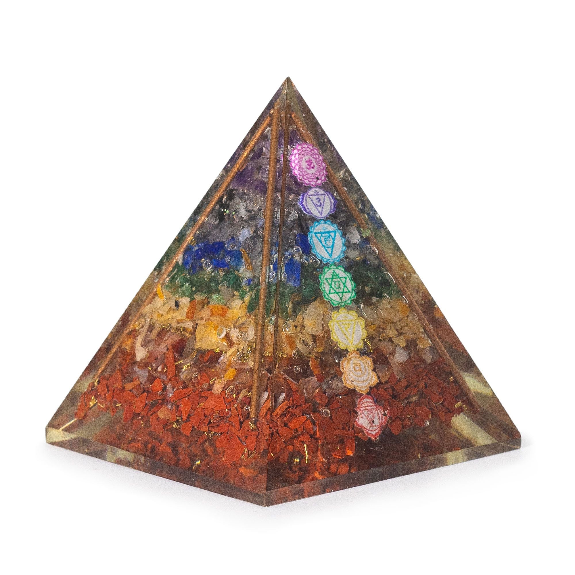 Piramidă de Orgonit, 7x6 cm - Cupru - 7 Chakra