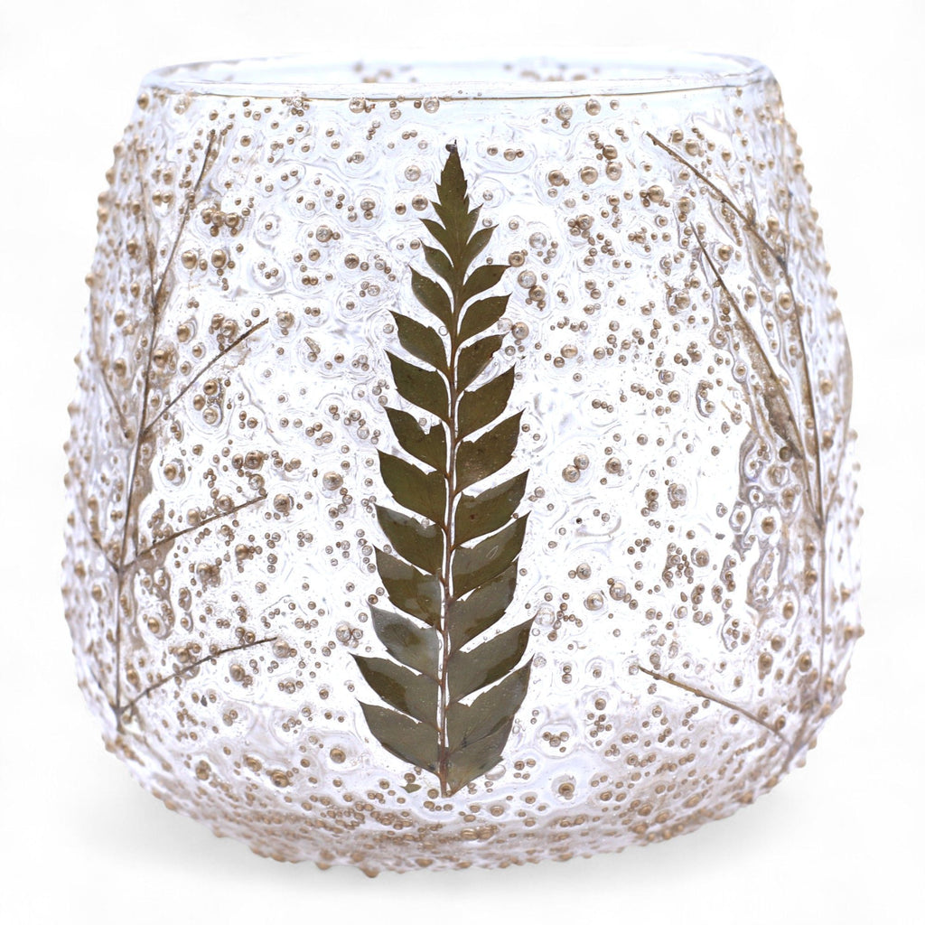 Glass candle holder, with floral motifs, 10x9cm