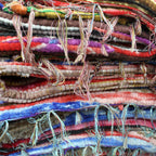 Covor din codițe multicolor, lucrat manual în India, 105x185cm