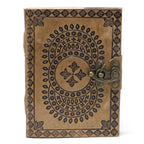 Jurnal handmade cu motiv Mandala, din piele naturală (18x13 cm)
