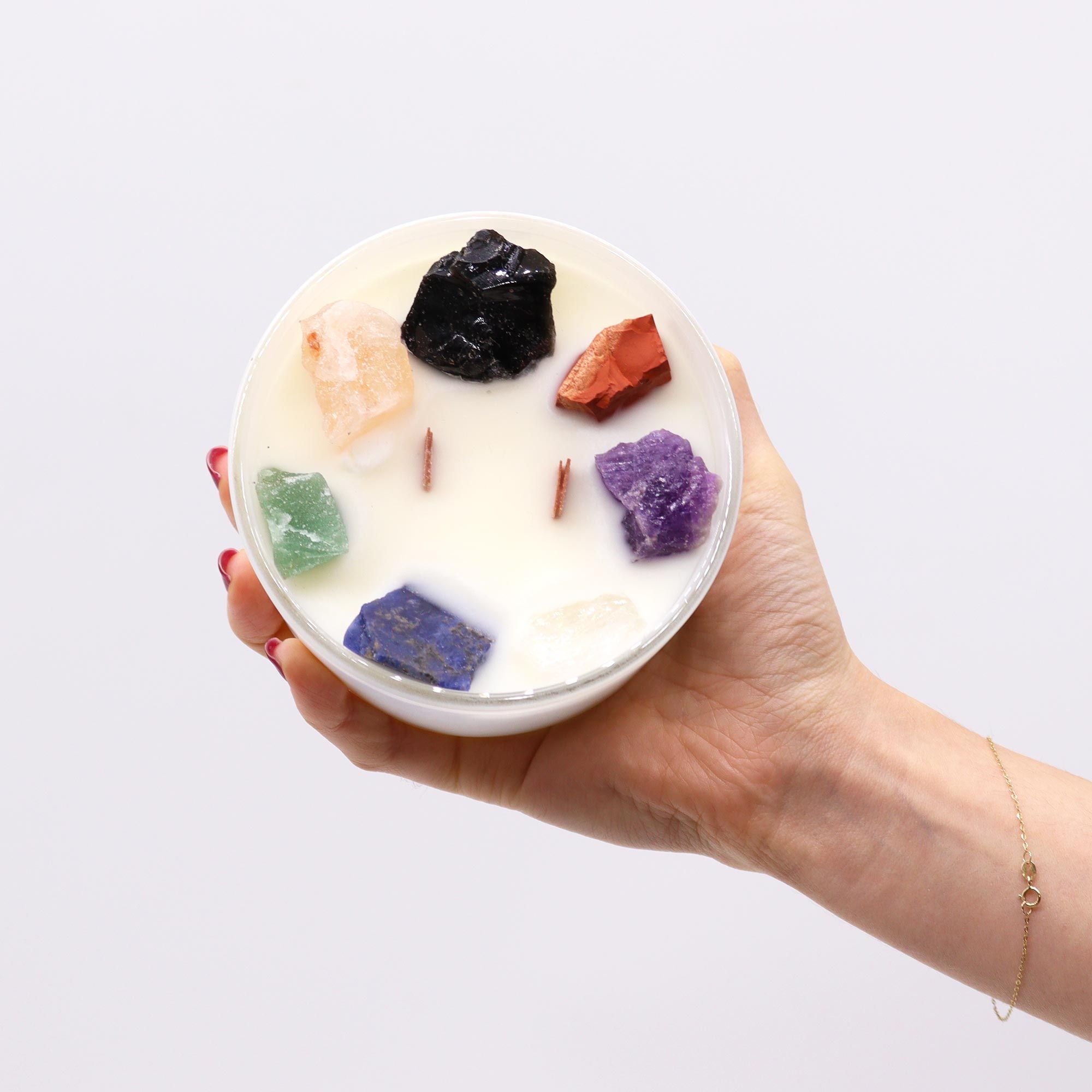 Lumânare cu cristale - Chakra - 7 Chakre