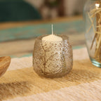 Glass candle holder, with floral motifs, 10x9cm