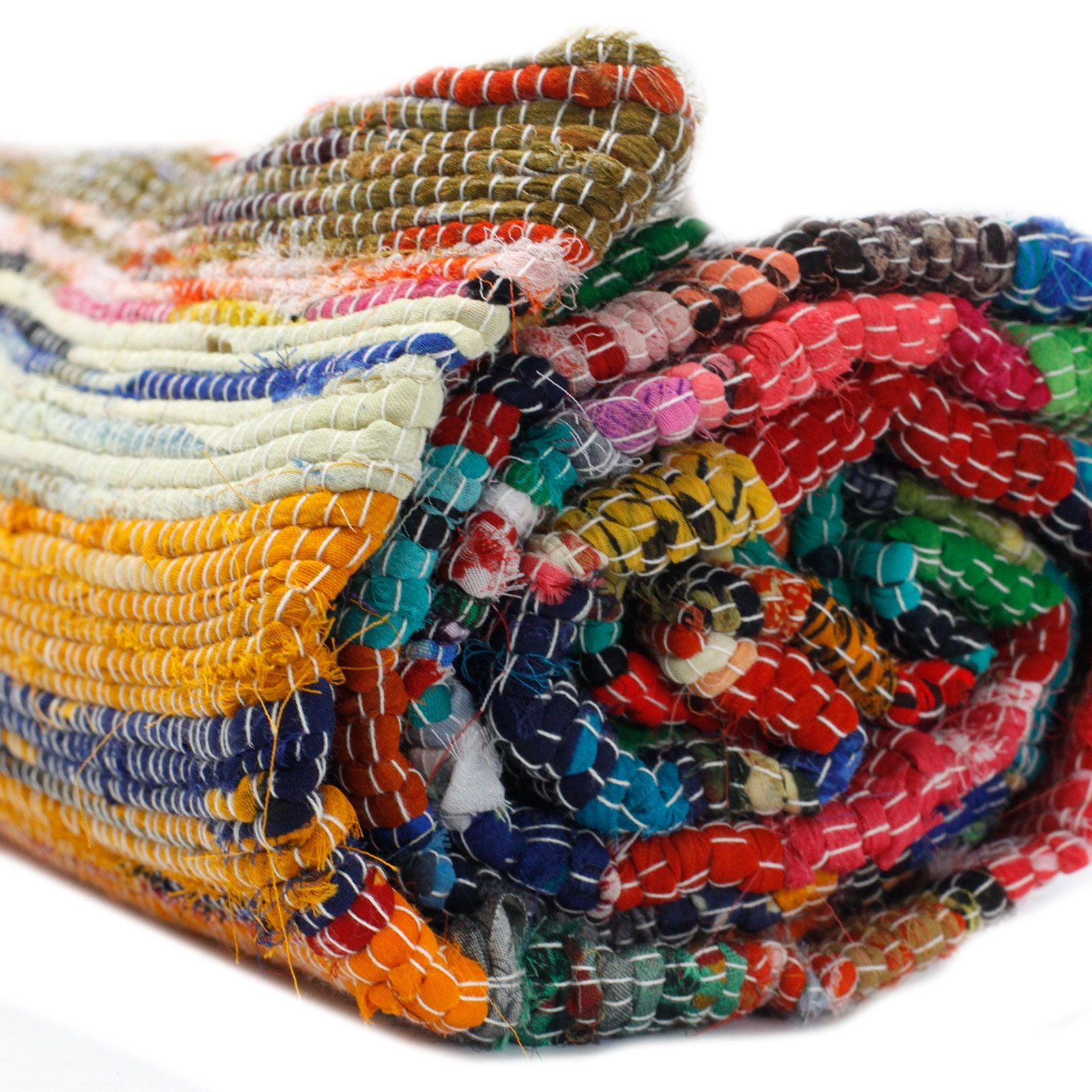 Covor din codițe multicolor, lucrat manual în India, 155 x 90cm