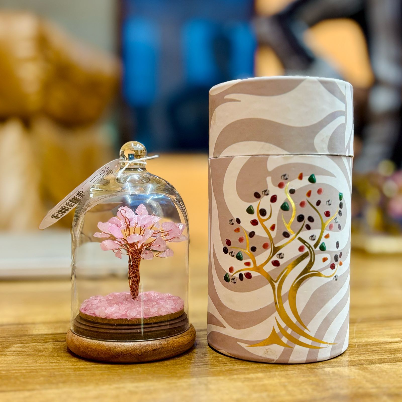 Arbore in cupola cu Pietre Pretioase - Cuart roz - 30 de pietre