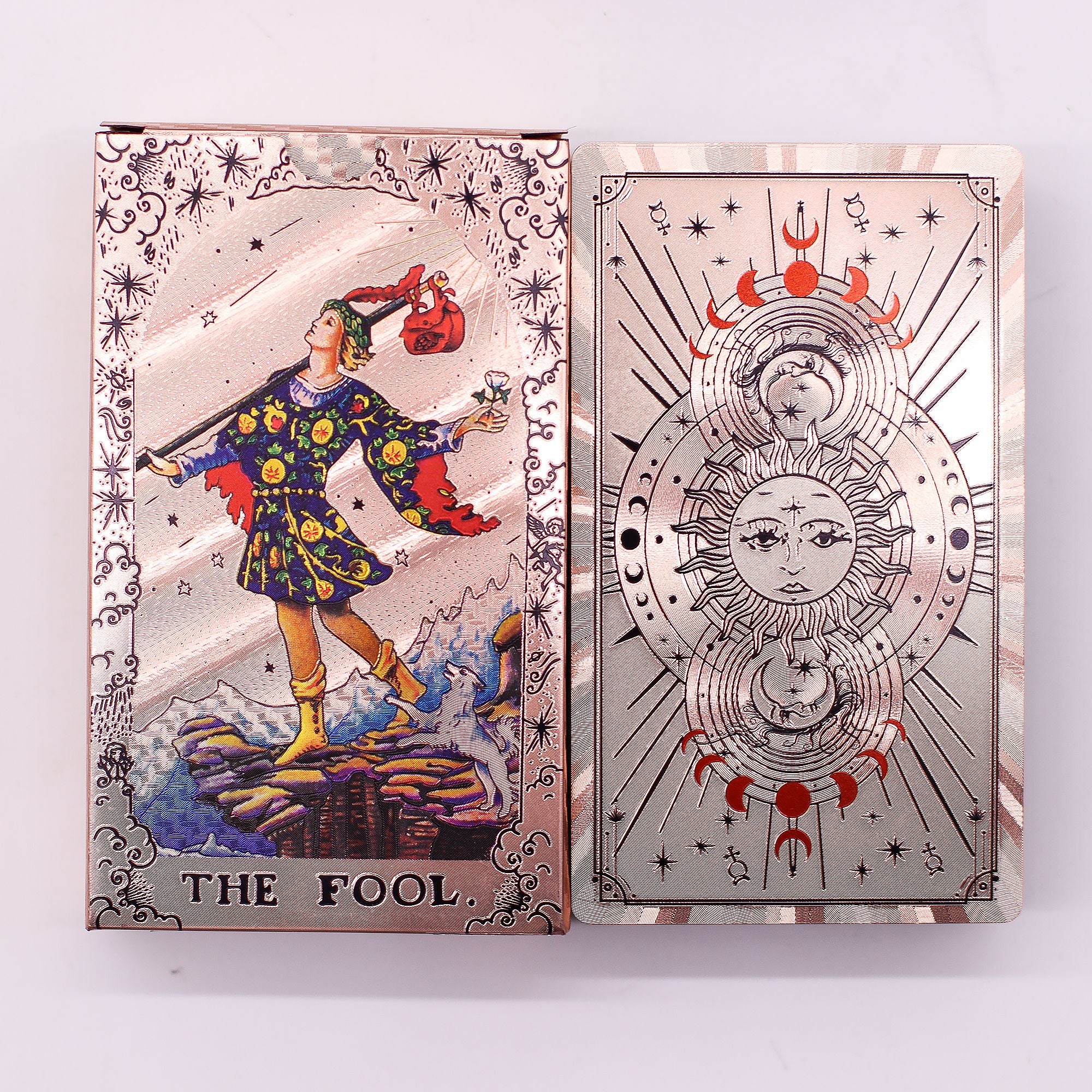Set de cărți de tarot din foita aurie roz - Fazele Lunii - cu broșură