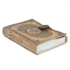 Jurnal handmade cu motiv Mandala, din piele naturală (18x13 cm)