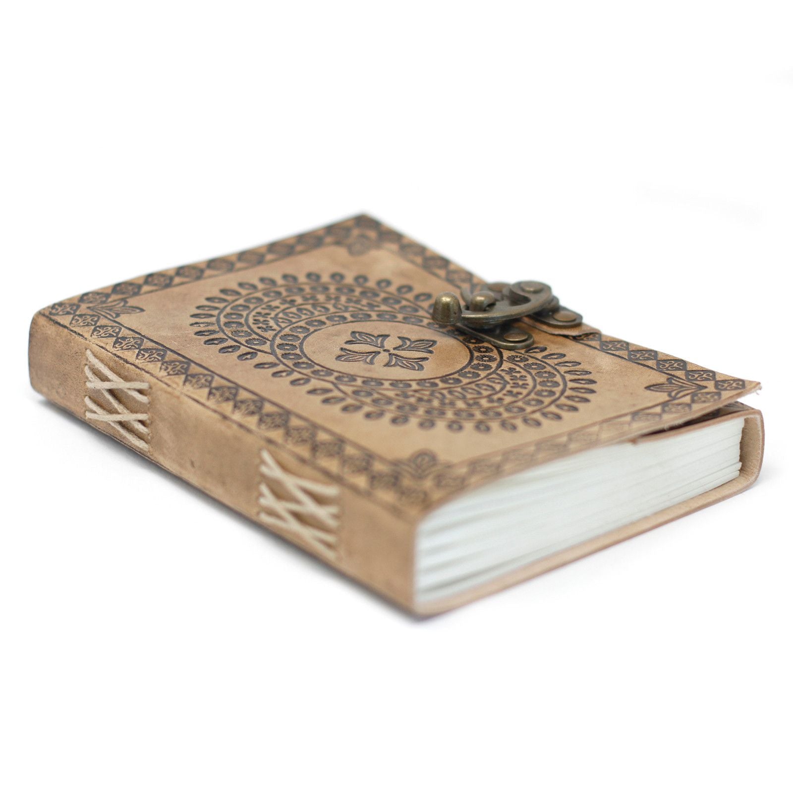 Jurnal handmade cu motiv Mandala, din piele naturală (18x13 cm)