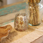 Glass candle holder, with floral pattern, 12x11cm