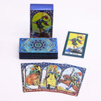 Set de cărți de tarot cu folie albastră și motive Mandala, cu broșură-ghid inclusă