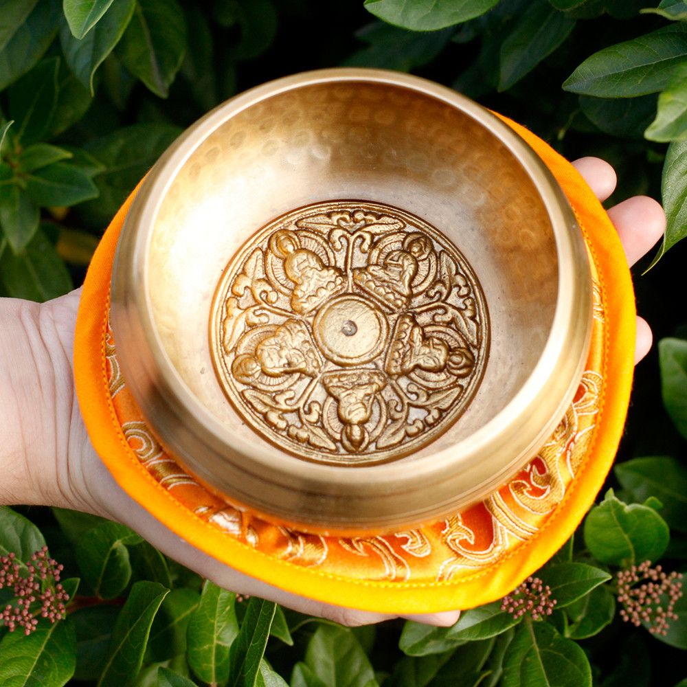 Set cu bol cântător tibetan - 5 Buddha