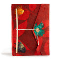Jurnal roșu Lokta cu model floral și închizătoare de bambus, mare (21x15cm), 45 pagini