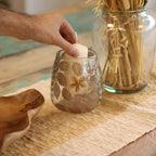 Glass candle holder, with floral pattern, 12x11cm