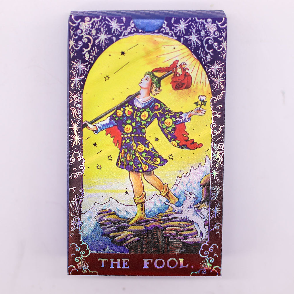 Set de cărți de tarot cu folie albastră și motive Mandala, cu broșură-ghid inclusă