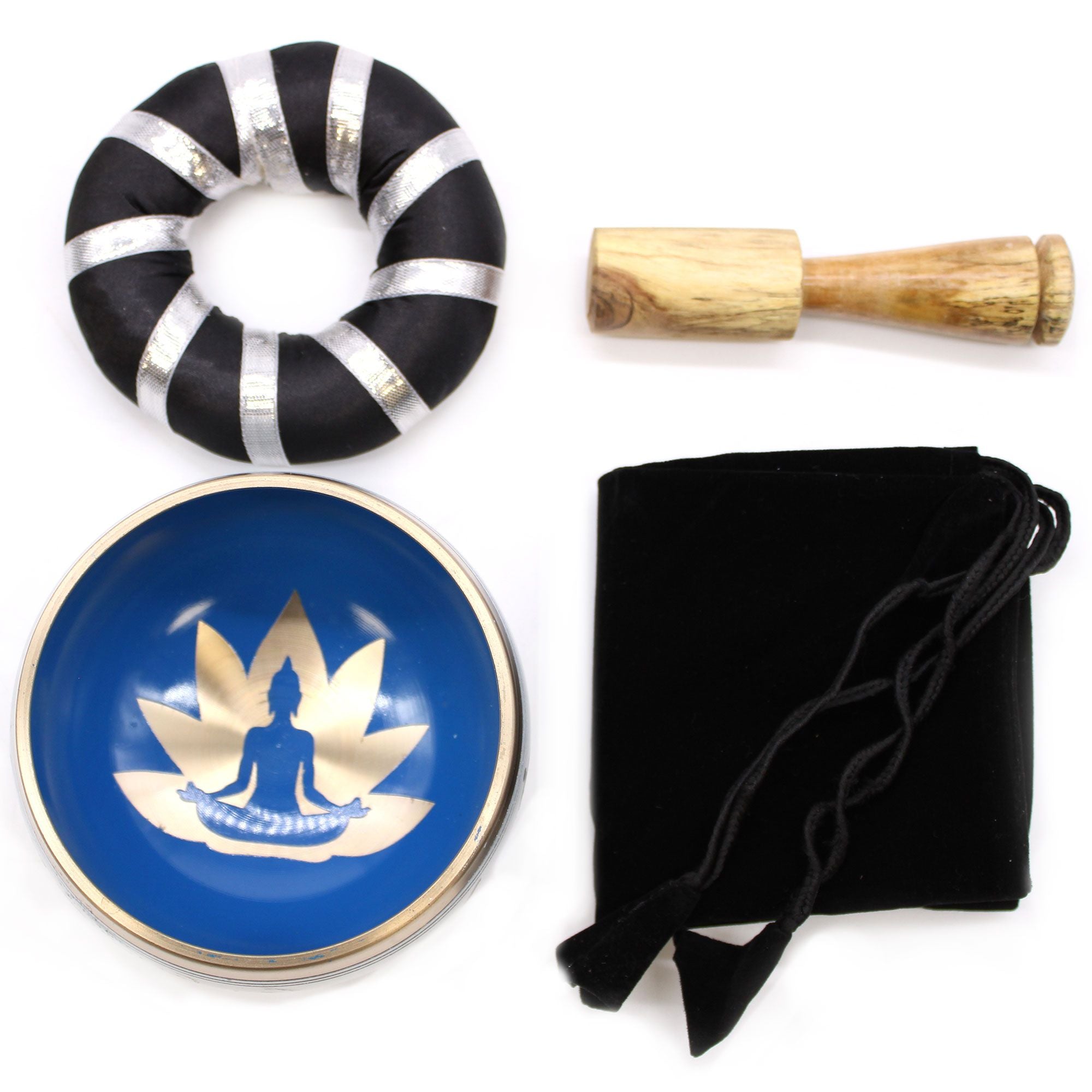 Set de boluri cântătoare Yoga - Alb/Albastru, 10,7 cm