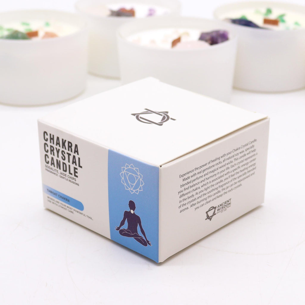 Lumânare cu cristale - Chakra - Chakra gâtului