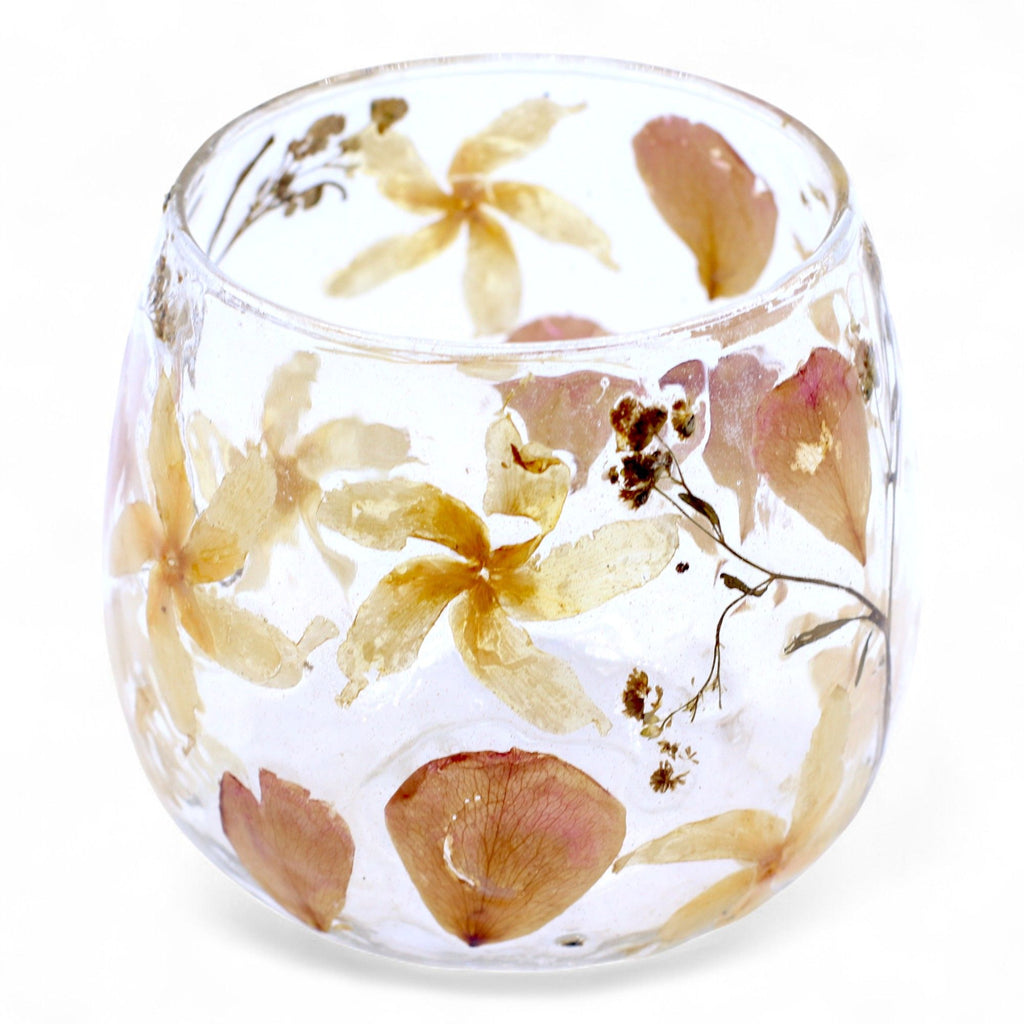 Glass candle holder, with floral pattern, 8x8cm