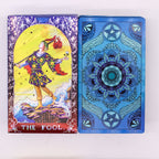 Set de cărți de tarot cu folie albastră și motive Mandala, cu broșură-ghid inclusă
