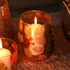 Glass candle holder, with floral pattern, 12x11cm