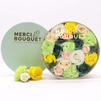 Cutie rotundă cu flori de săpun - Galben și verde