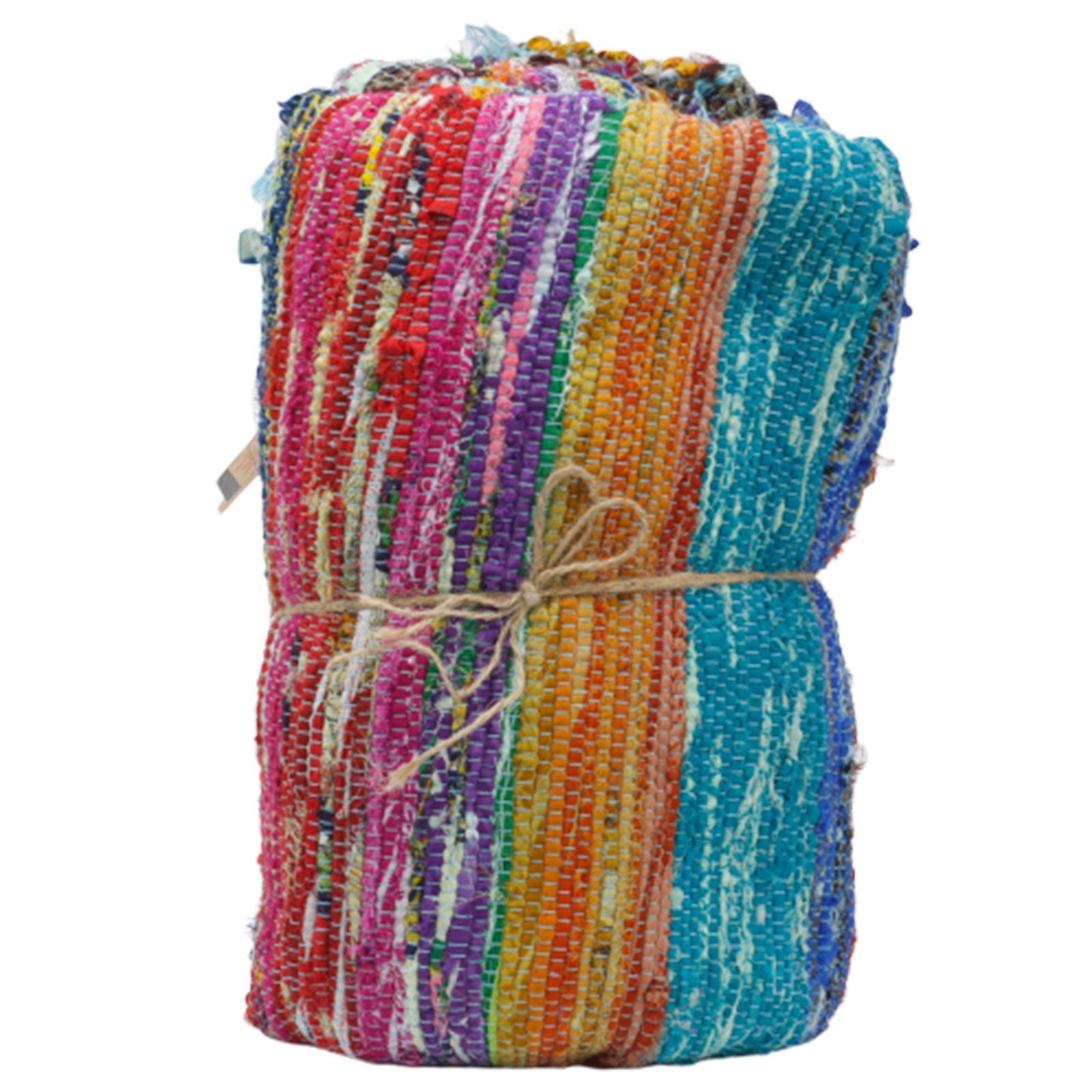 Covor din codițe multicolor, lucrat manual în India, 153 x 90cm