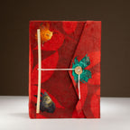 Jurnal roșu Lokta cu model floral și închizătoare de bambus, mare (21x15cm), 45 pagini
