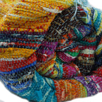 Covor din codițe multicolor, lucrat manual în India, 153 x 90cm