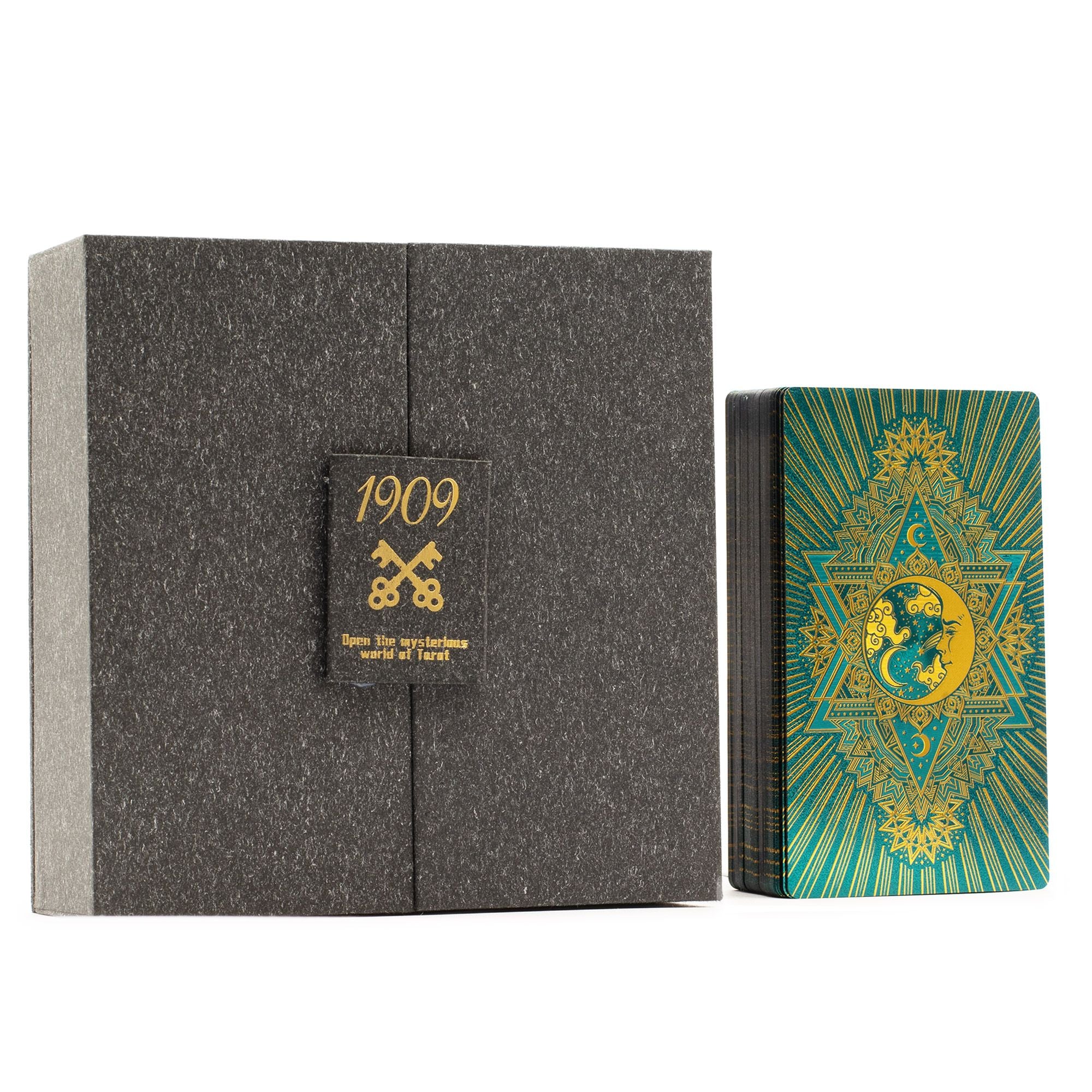 Set cadou cu cărți de tarot din folie aurie și turcoaz