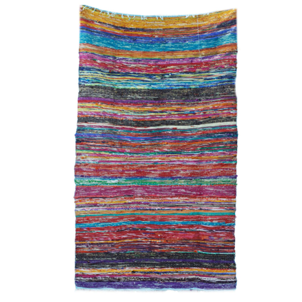 Covor din codițe multicolor, lucrat manual în India, 153 x 90cm