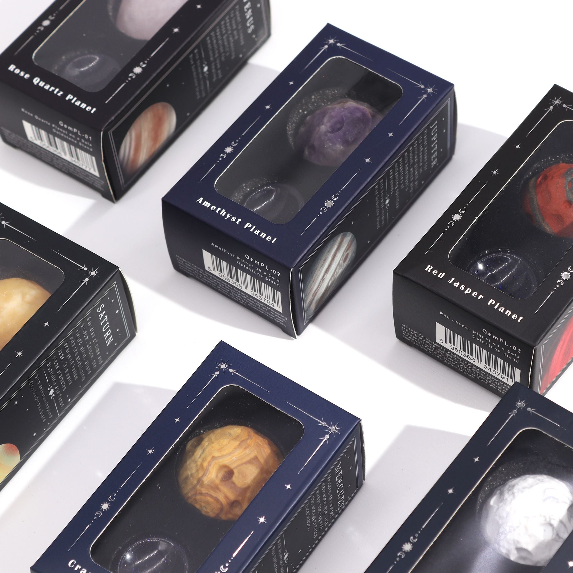 Planetă de Howlit Alb pe suport din Piatră Aurie Sola - 40mm