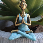 Statuetă Yoga, realizată manual, bronz cu turcoaz, 24cm