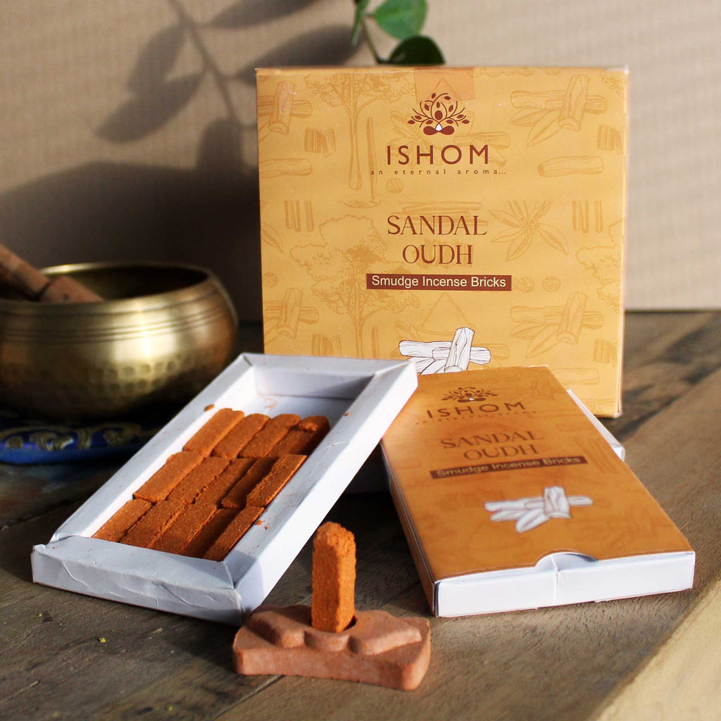 Pachet de 15 cărămizi de tămâie cu arzător inclus - Lemn de santal
