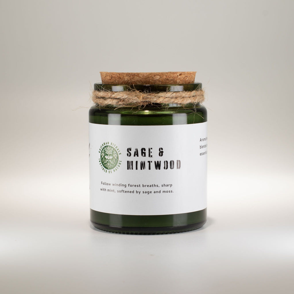 Natural, handmade, soy wax candle - Sage and Mint Wood