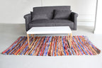 Covor din codițe multicolor, lucrat manual în India, 105x185cm